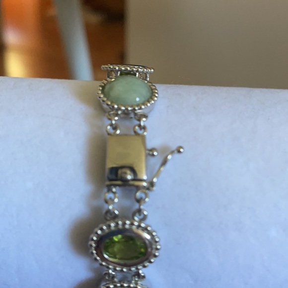 Jade peridot sterling sliver bracelet - Picture 2 of 7
